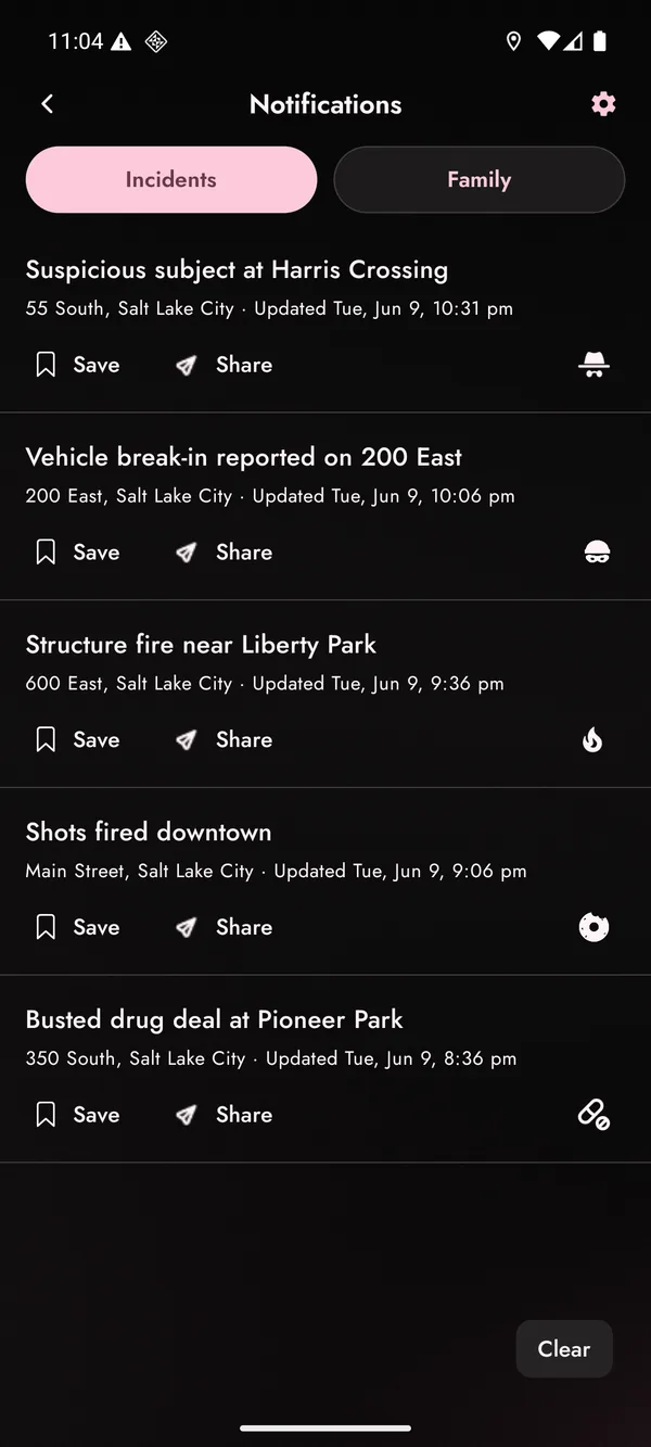 Real-time incident notifications